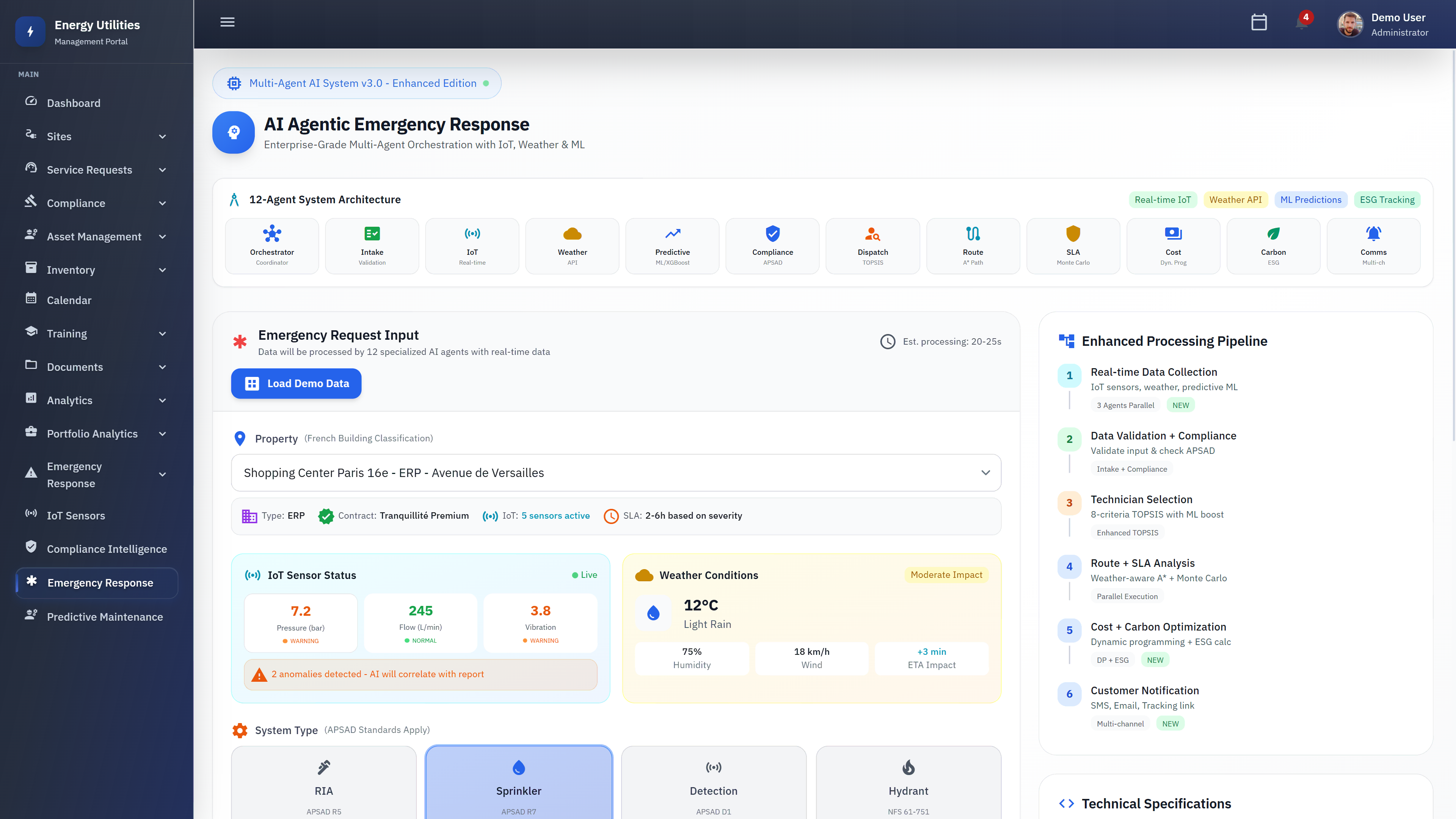 Emergency Response Configuration Dashboard